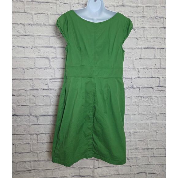 eShakti Dress Size 1X 16W Green Scallop Neck Cap Sleeves Side Zipper Pockets - Picture 2 of 16